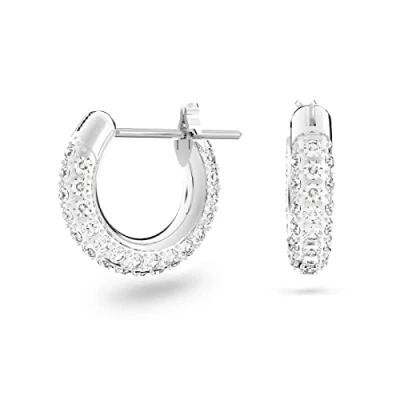 Obrázek Swarovski Kamenné kreoly, pavé, malé, bílé, rhodiované, Krystal, kriistal