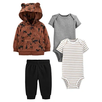 Obrázek Simple Joys by Carter&#039;s Sada kojenců Layette, Hnědý sob/šedý melírovaný / černý proužek