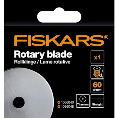 Obrázek Originální náhradní čepel Fiskars s titanovou rolovací čepelí pro rovné řezy, vč. odkládací plochy čepele, Ø 60 mm, ocel titanovým povlakem, 1066044