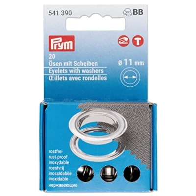 Obrázek Prym 541390 očka s podložkami, ø11 mm, siberbarevná, 20 kusů pro Vario Creative Tool, stříbrná, stříbrná