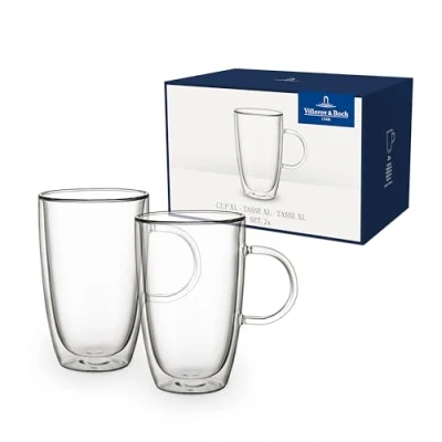 Obrázek Villeroy &amp; Boch Artesano Hot Cold Beverages Dvoustěnné sklenice, hrnek na kávu, hrnky sada 2 ks, pohárky, horké nápoje velké, šálky čaj, čajové s uchem, skleněné