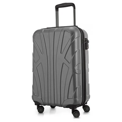 Obrázek suitline Kufr na kolečkách ve 3 velikostech, sada kufrů skořepinový cestovní (55 cm, 66 76 cm) dvojitá kolečka, stříbrná,