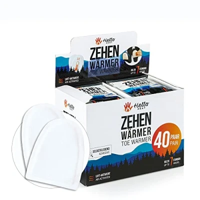 Obrázek HELLO HEAT Ohřívač prstů, 40 párů tepelných podložek pro 7 hodin tepla I Okamžitě aktivovatelné ohřívače nohou Spolehlivý Heatpad všechny boty, boty a lyžařské