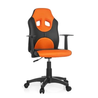 Obrázek hjh OFFICE 670810 dětská otočná židle Kid Game AL umělá kůže černá/oranžová výškově nastavitelná k psacímu stolu s loketními opěrkami