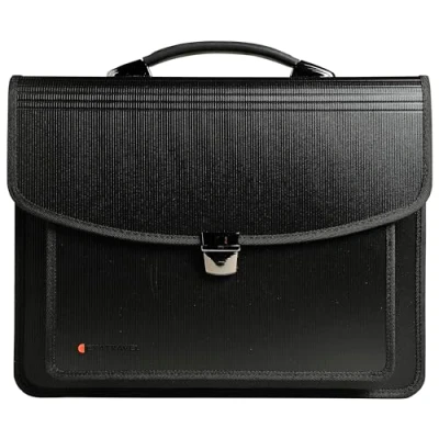 Obrázek Exacompta 55734E Premium taška přes rameno Exatravel s přihrádkou na laptop 15&quot; a integrovaným přihrádkami pro dokumenty DIN A4, pořadač ideální do školy, univerzitu práce, černá