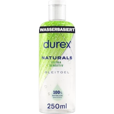 Obrázek Durex Naturals Extra Sensitive lubrikační gel ze 100% přírodních složek s extraktem z aloe vera prostředek na bázi vody příjemnou texturou intimní receptura a vhodné pro pH 250 ml