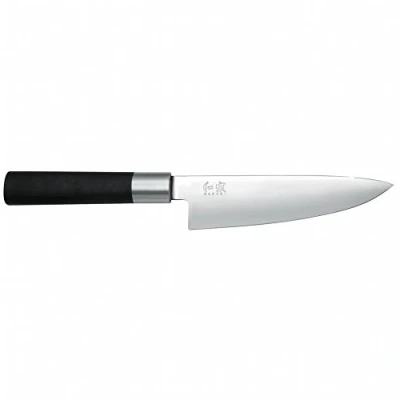 Obrázek KAI Wasabi Black kuchařský nůž 15,0 cm délka čepele nerezová 6A/1K6 ušlechtilá ocel leštěná 58 (±1) HRC černá polypropylenová rukojeť šéf kuchyňský Made in Japan