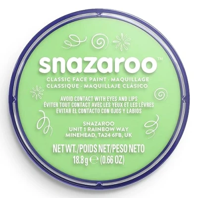 Obrázek Snazaroo 1118400 Schminkfarbe Blassgrün, 18ml Topf hautfreundliche Gesichtschminke auf Wasserbasis, wasservermalbar, parabenfrei, Face &amp; Bodypaint Farbe für Kinder Erwachsene