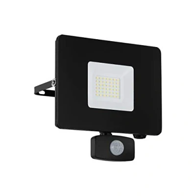 Obrázek EGLO LED Außen Strahler Faedo 3, 1 flammige Außenleuchte inkl. Bewegungsmelder, Sensor Wandstrahler aus Alu, Farbe: Schwarz, Glas: klar, 30 Watt, IP44