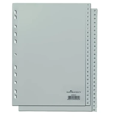 Obrázek Durable registr čísel 650410 (A4, reliéfní karty 1 52, deka PP) kus, šedá