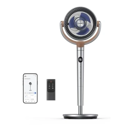 Obrázek Dreo Smart stojanový ventilátor, oscilační ventilátor 120 + s Wi Fi / hlasovým ovládáním, tichý podlahový pro ložnici, nastavitelná výška, 8 rychlostí, 6 režimů, 12h časovač US Plug