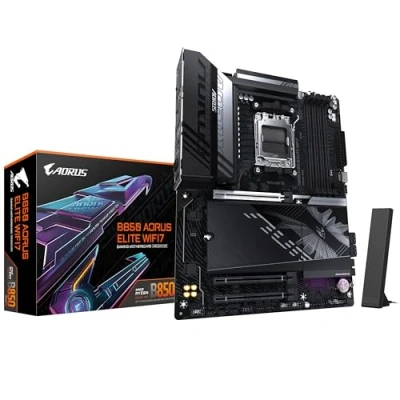 Obrázek GIGABYTE B850 AORUS Elite WIFI7 základní deska AMD Ryzen 9000 série CPUs, 14+2+2fázové digitální VRM, až 8200 MHz DDR5 (OC), 1xPCIe 5.0 + 2xPCIe 4.0 M.2, 2,5 LAN, WiFi 7, USB 3.2 Gen 2x2