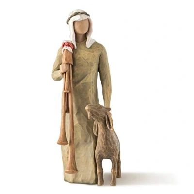 Obrázek Willow Tree Zampognaro pastýř s píšťalkou a kozou jako doplněk k betlému Nativity
