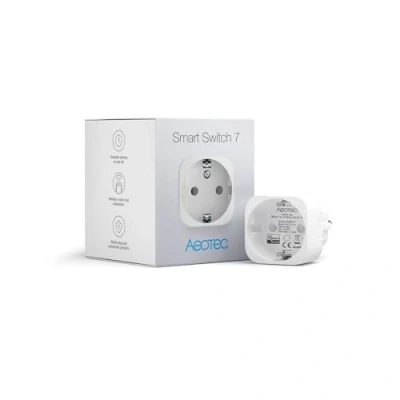 Obrázek Aeotec Smart Switch 7 Z Wave Plus Home zásuvka spínací velmi malá měřicí regulovatelná aplikace (nutný Hub) automatizace domu, ovládání