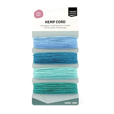 Obrázek Vaessen Creative Hanfschnur aus biologischem Hanf blau/grüne Farben 4 x 10 m, Hemp, multicoulor, 16.3 7.9 1 cm, 40