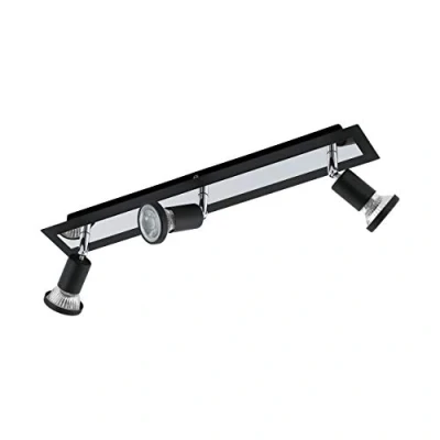 Obrázek EGLO LED stropní svítidlo Sarria, se 3 žárovkami, zářič z kovu, lampa do obývacího pokoje v černé barvě, chrom, bodová světla včetně světelného zdroje GU10, teplá bílá