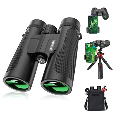 Obrázek Fernglas für Erwachsene, Kylietech 12x42 Ferngläser mit Stativ, Wasserdichtes Vogelbeobachtungs BaK 4 Prismen, FMC Objektiv, Telefonadapter Fotografie, Sternenbeobachtung