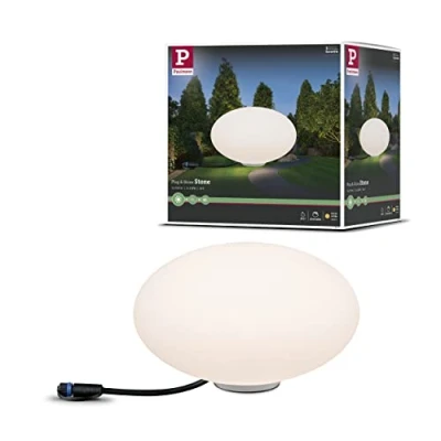 Obrázek Paulmann Licht Outdoor Plug &amp; Shine Světelný objekt Stone IP67 3000K 235lm 24V Kulové svítidlo Venkovní světlo Zahradní osvětlení Terasové osvětlení, plast, 2,8 W, bílá, 28 x 16, 6 cm