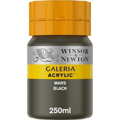 Obrázek Winsor &amp; Newton 2137386 Galeria akrylová barva, vysoká pigmentace, stálobarevná, máslová konzistence, 250 ml tuba černá Mars