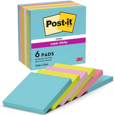 Obrázek Post it Super Sticky Notes, Cosmic Collection, 76 x mm, 6 bloků po 90 listů