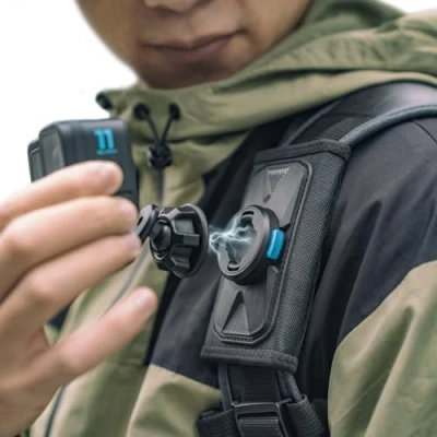Obrázek SUREWO Magnetische Schnellverschluss Rucksackhalterung, 360 Rucksack Schultergurt Halterung mit Universal Kugel J Haken, kompatibel GoPro Hero 13/12/11/10/9/8/7, schwarz, DJI Osmo Action 5Pro/4/3