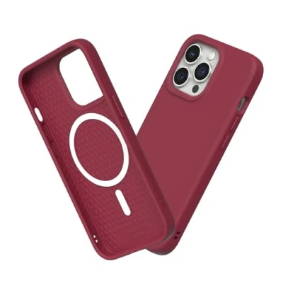 Obrázek RhinoShield pouzdro kompatibilní s [iPhone 13 Pro] SolidSuit MagSafe tlumí nárazy a štíhlé ochranné Premium Finish 3,5 metru ochrana proti pádu bordeauxově červená