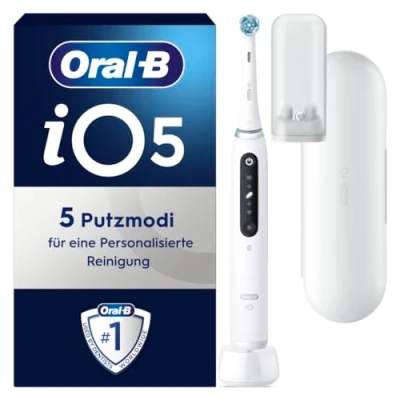 Obrázek Oral B iO Series 5 Elektrische Zahnbürste/Electric Toothbrush, Magnet Technologie, Putzmodi für Zahnpflege, LED Anzeige &amp; Reiseetui, Designed by Braun, quite white