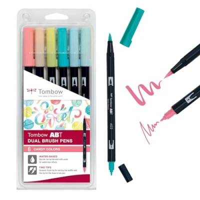 Obrázek Tombow ABT Dual Brush Pen se dvěma špičkami Candy Colours 6 ks, barevné, 1 kus (balení ks)