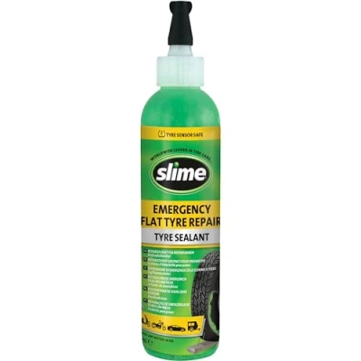 Obrázek Slime Těsnicí prostředek 10016 pro opravu pneumatik u desek, nouzového vybavení, motocyklů, skútrů, přívěsů, nejedovatý, ekologický, láhev 237 ml, zelený