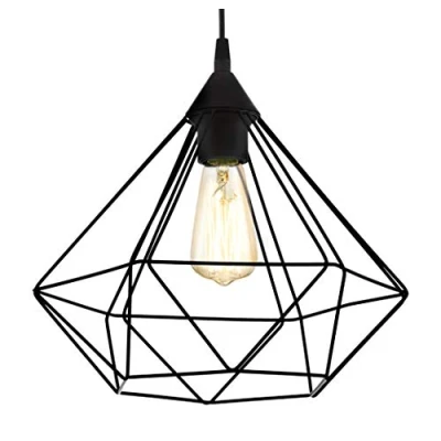 Obrázek EGLO Závěsná lampa Tarbes, 1 plamenné vintage závěsné svítidlo v retro vzhledu, materiál: ocel, plast, barva: černá, objímka: E27, Ø 32,5 cm