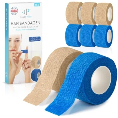 Obrázek náplast na prsty samolepicí 8 x v roli (2,5 cm 4,5 m) obvaz elastická páska odolná vůči vodě protiprachová, tuk a nečistoty (černá, rolí)