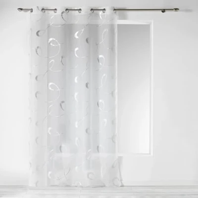 Obrázek Douceur d&#039;Intérieur Infinité závěs s oky, šála, stříbrný, potištěný, polyester, 240 x 140 cm, keramika, bílá, cm
