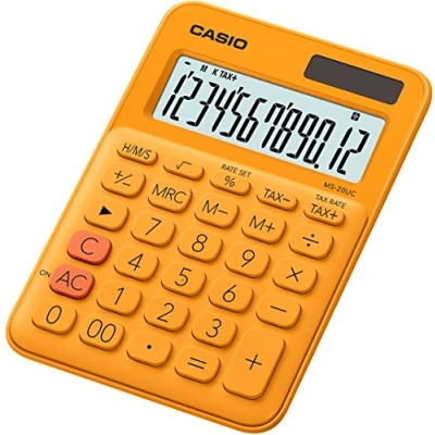 Obrázek CASIO Tischrechner MS 20UC RG, 12 stellig, in Trendfarben, Steuerberechnung, Zeitumrechnung, Solar /Batteriebetrieb, 2.3 x 10.5 14.95 cm