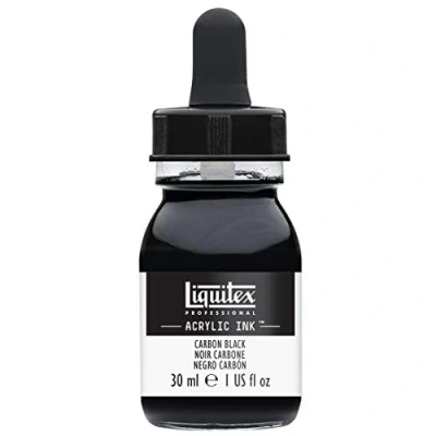 Obrázek Liquitex Ink Professional tekuté akrylové barvy tučně, 30 ml, vysoce pigmentovaná airbrush barva karbonová černá