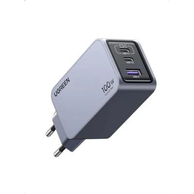 Obrázek UGREEN nabíječka USB C, Nexode Pro 100W GaN Mini C síťový zdroj 3 porty, rychlonabíječka PPS 45 W kompatibilní s MacBook Pro/Air, iPad, iPhone 16 Max, Galaxy S24 Ultra, S23, Dell XPS
