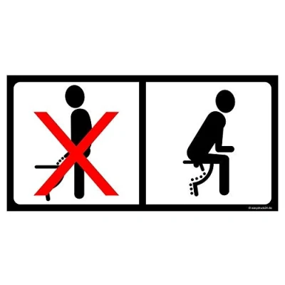 Obrázek iSecur nálepka na toaletu prosím čůrat v sedě I WC víko 20 x 10 cm s piktogramem do koupelny záchod pro hosty stěna hin_096