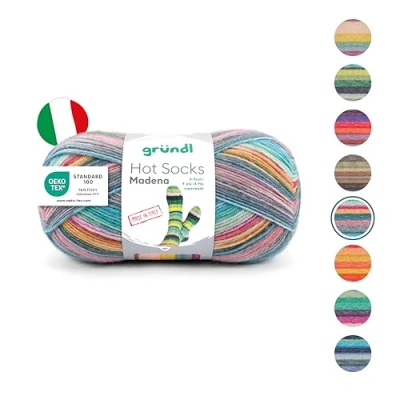 Obrázek Gründl Hot Socks Madena (vlna na ponožky ze 75 % střižní vlny (superwash) a 25 polyamidu, Made in Italy, 4násobná příze ponožky, 100 g / 420 m, síla jehlic: 2,5 mm 3 mm, 1 x g), soft ice