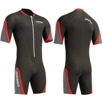 Obrázek Cressi Playa Man Shorty Wetsuit krátký neoprenový oblek 2,5 mm z vysoce elastického pro muže, černá/červená, XS