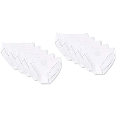 Obrázek Amazon Essentials Damen Slip aus Baumwolle mit hohem Beinschnitt (in Übergröße erhältlich), 10er Pack, Weiß, 42