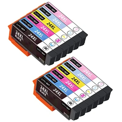 Obrázek Supply Guy 12 náplní do tiskárny kompatibilní s Epson 24XL / 24 XL Multipack pro Expression Photo XP55 XP65 XP750 XP760 XP850 XP860 XP950 XP960 XP970