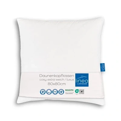Obrázek Böhmerwald Luxusní polštář, 100 % prachové peří, hmotnost náplně: 600 g, komfort podpory: extra měkký, bílý, 1 kus (balení po 1) 80 x cm