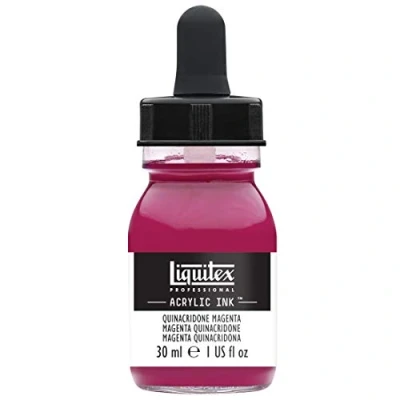 Obrázek Liquitex 4260114 tekuté profesionální akrylové barvy inkoust, tuš, 30 ml, vysoce pigmentovaná airbrush barva, quinacridone magenta