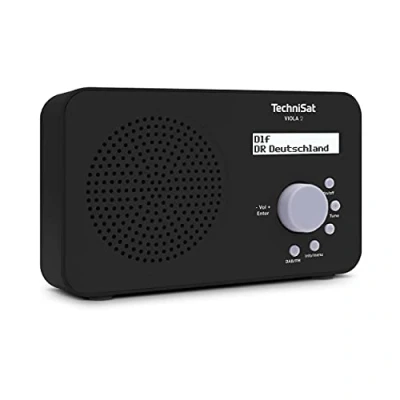 Obrázek TechniSat VIOLA 2 přenosné DAB rádio (DAB+, UKW, reproduktor, konektor na sluchátka, dvouřádkový displej, ovládání tlačítek, malé, 1 Watt RMS) černé