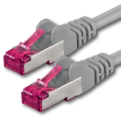 Obrázek 1aTTack.de 30 m šedý 1 kus síťový kabel Cat6a (10Gb/s) S FTP CAT 6a Lankabel GHMT certifikovaný PIMF 500 MHz Cat5 Cat5e Cat6 Cat7 pro Switch, router, modem, Internet
