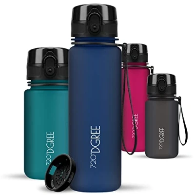 Obrázek 720DGREE Dětská láhev 500 ml &quot;uberBottle&quot; soft Touch + sítko zabezpečená proti vytečení, bez BPA do školy, na sport, fitness vodu z tritanu úzká, lehká, odolná nárazu,