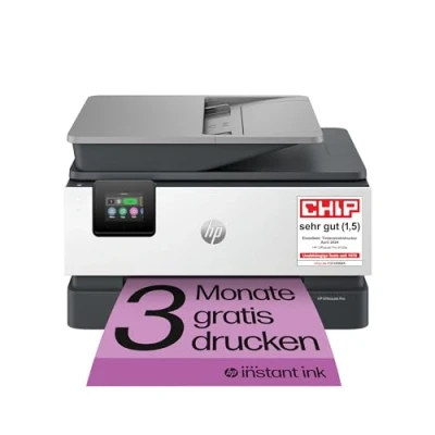 Obrázek HP OfficeJet Pro 9120e multifunkční tiskárna, 3 měsíce zdarma tisk s Instant Ink, HP+, skener, kopírka, fax, WLAN, LAN, Duplex, Airprint, šedo bílá