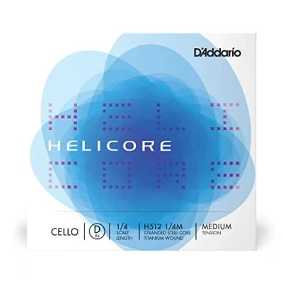 Obrázek D&#039; Addario H512 1/4 M Helicore cello jednotlivá &#039;D&#039; struna&#039; Titanium Umsponnen Střední