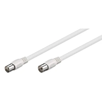 Obrázek Goobay anténní kabel (Class A, 85 dB), 2X stíněný; stíněný, 3 m, bílý koaxiální konektor &gt; zásuvka (plně stíněná)