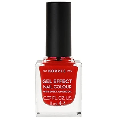 Obrázek KORRES Sweet Almond Nail Colour 48 korálově červených, veganský lak na nehty s gelovým efektem, bez silikonu a parabenů, 11 ml
