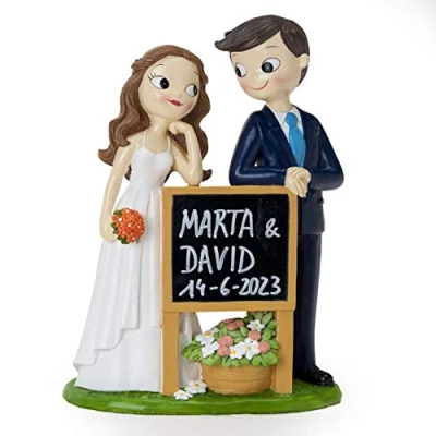Obrázek Mopec Pop&amp;Fun Tortenfigur Brautpaar mit Kreisschild, 21 cm, für Hochzeit
